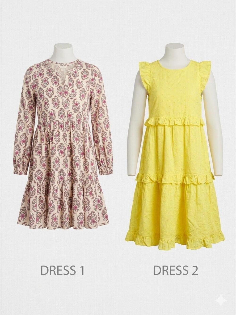 🌸 Crewcuts Girls Floral Paisley Tiered Dress Size 8 Set Of Two 23-25 🌸